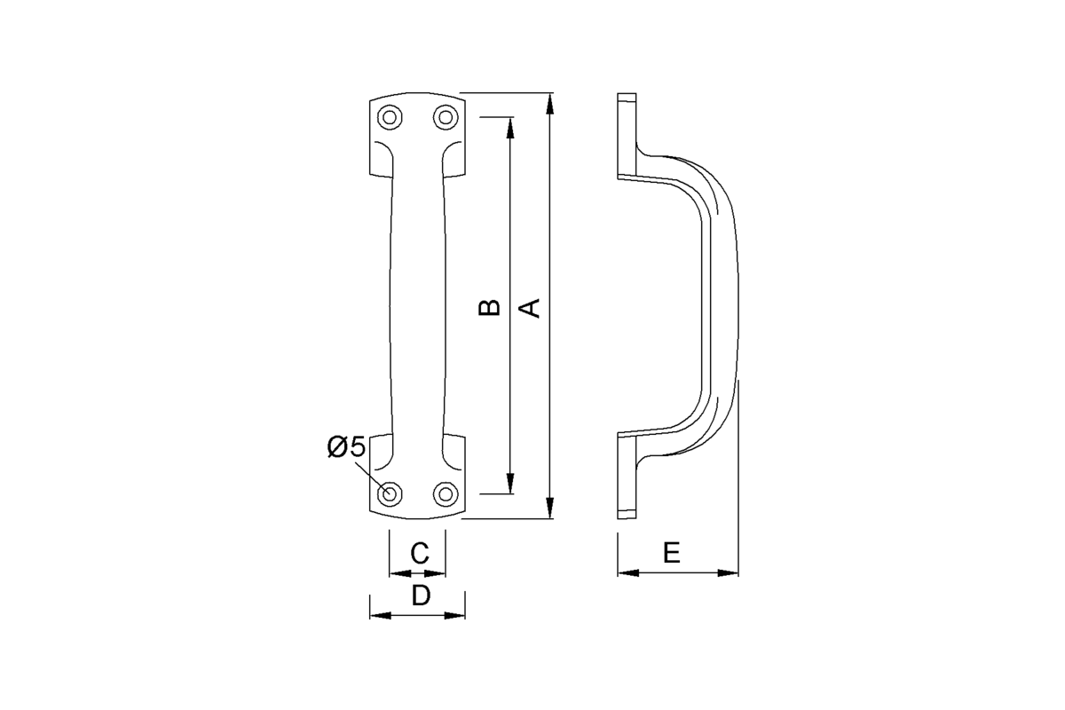 Product drawing KWS Pull handle 5309 / 5310 / 5311
