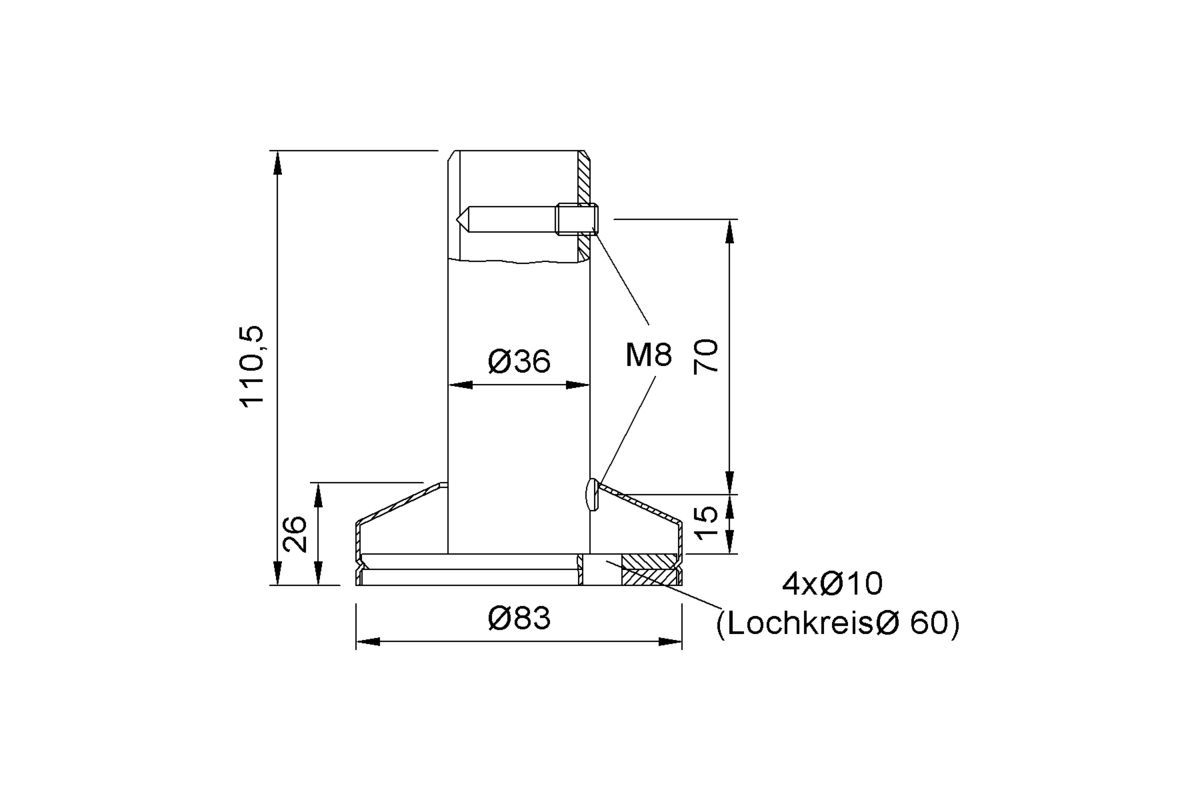 Product drawing KWS Floor rosette 7064