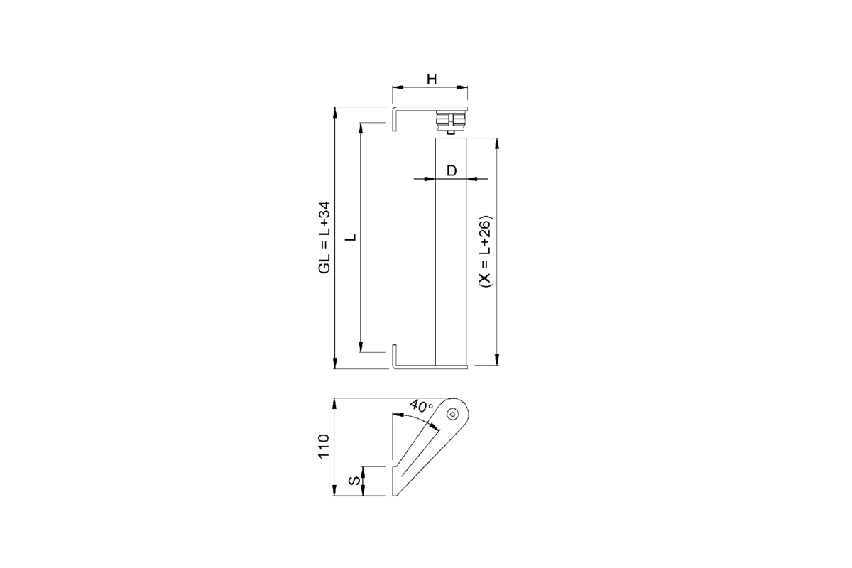 Product drawing KWS Door handlef 8164 / 8388
