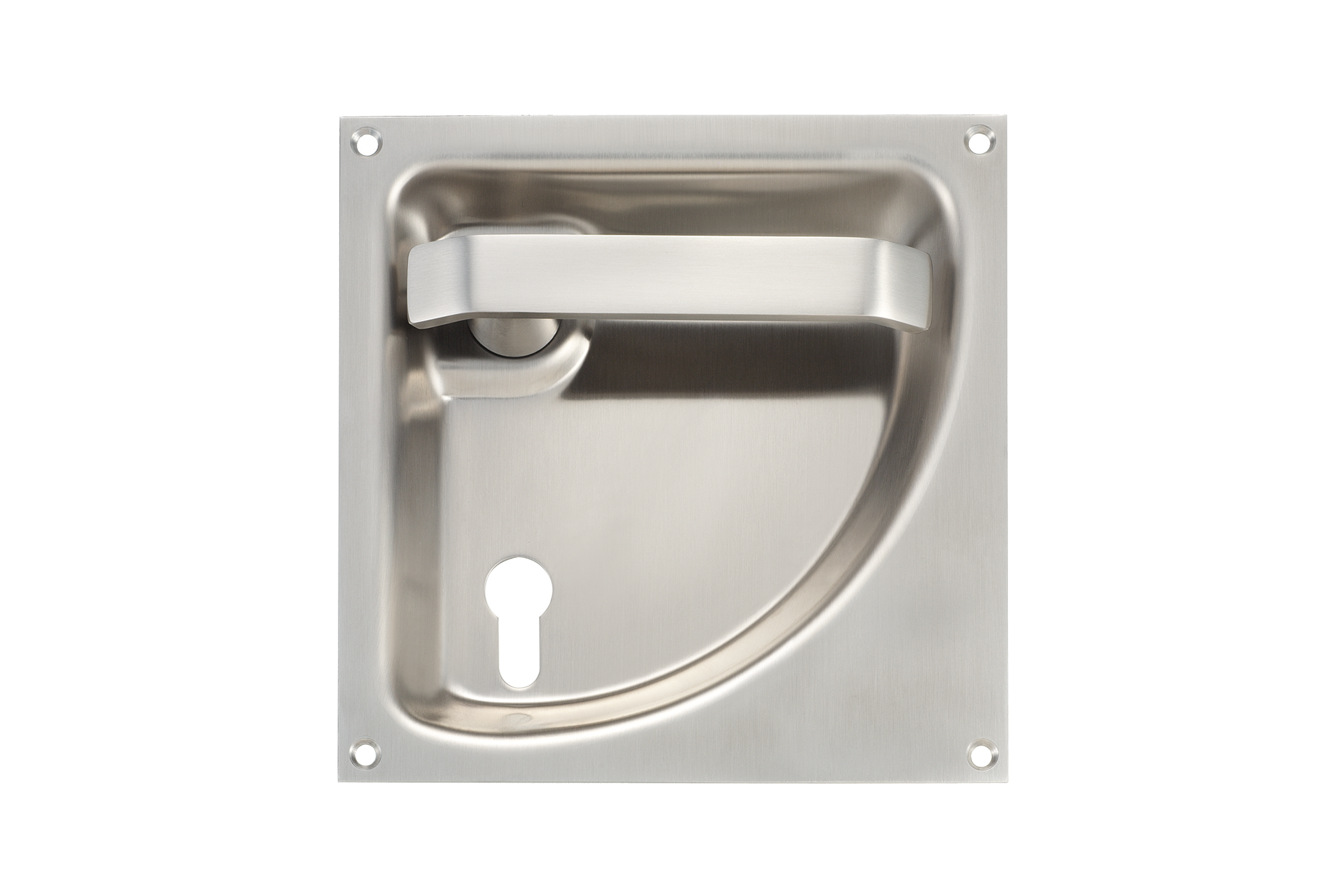 KWS Flush handle 5061 in finish 82 (stainless steel, matte) for right-opening door with 72 mm PZ keyway