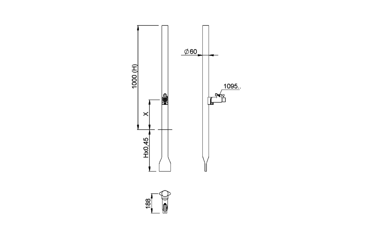 Product drawing KWS Post and door holder 1911