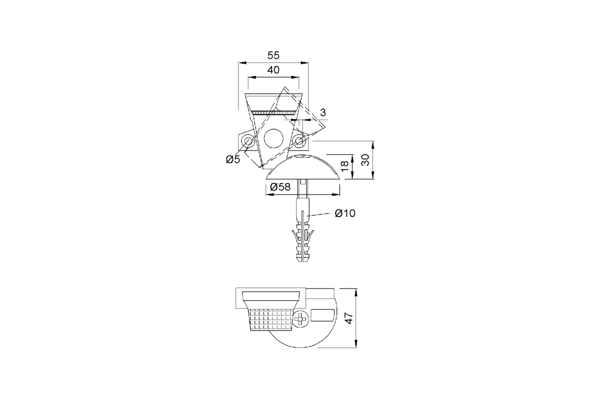 Product drawing KWS Door holder 1058