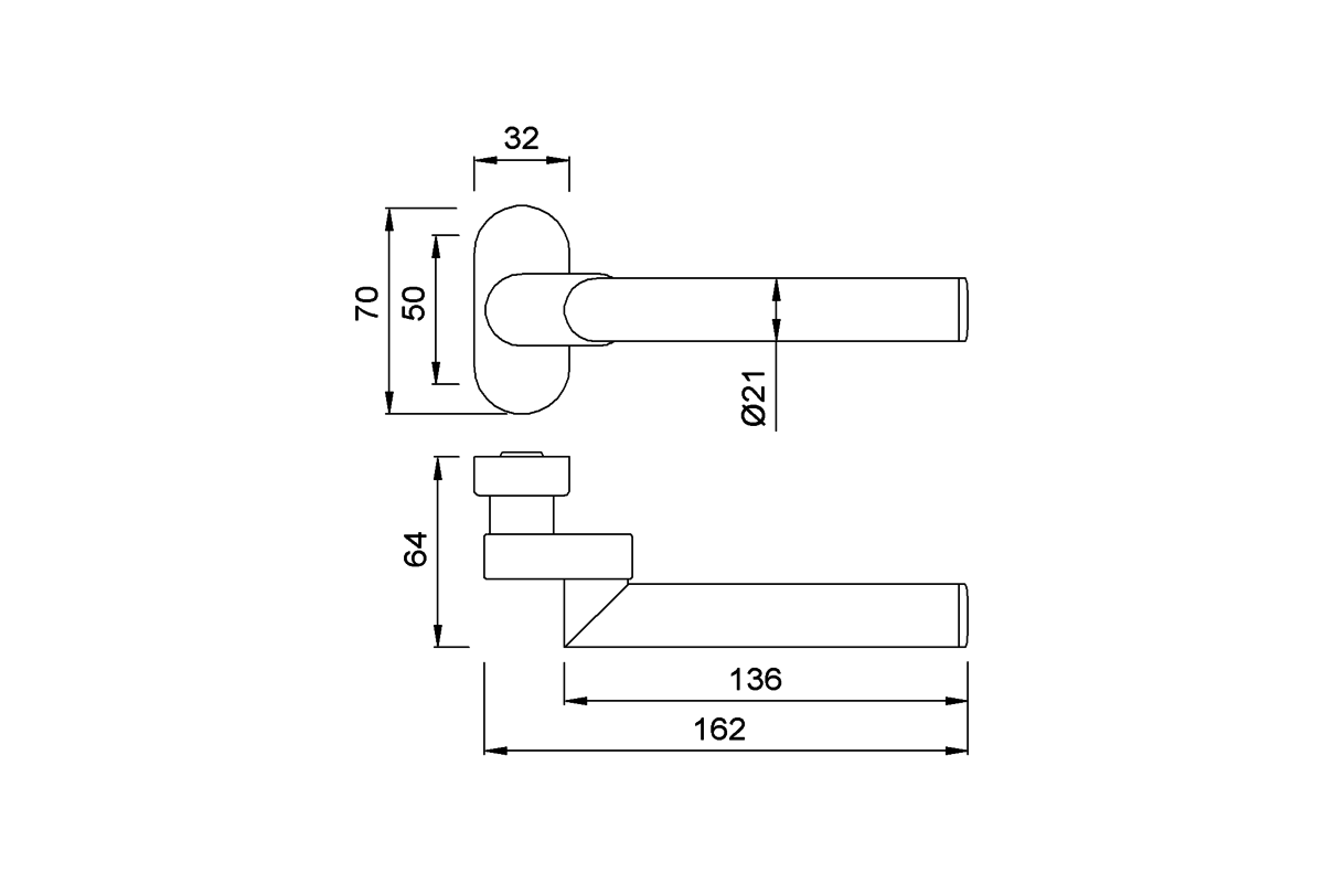 Product drawing KWS Lever handle 3M35