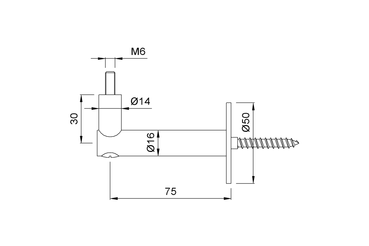 Product drawing KWS Handrail support 4546