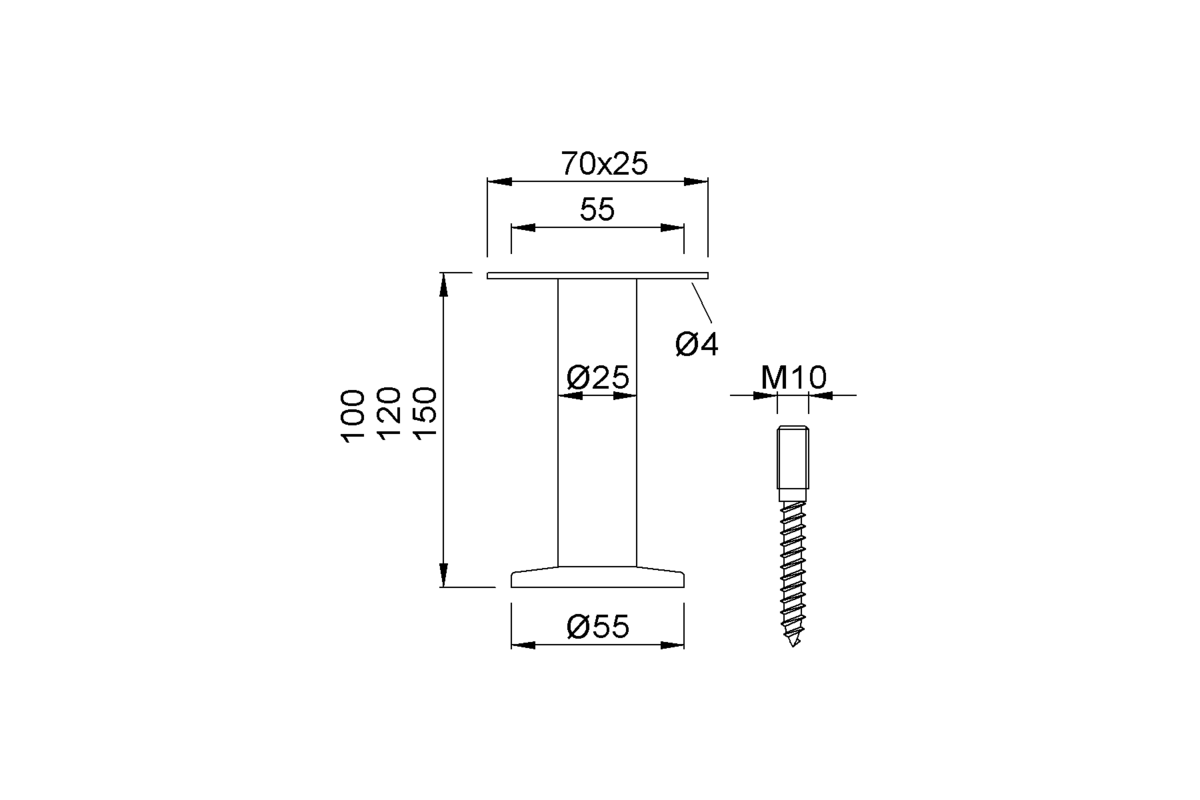 Product drawing KWS Partition support 4001 / 4003 / 4005