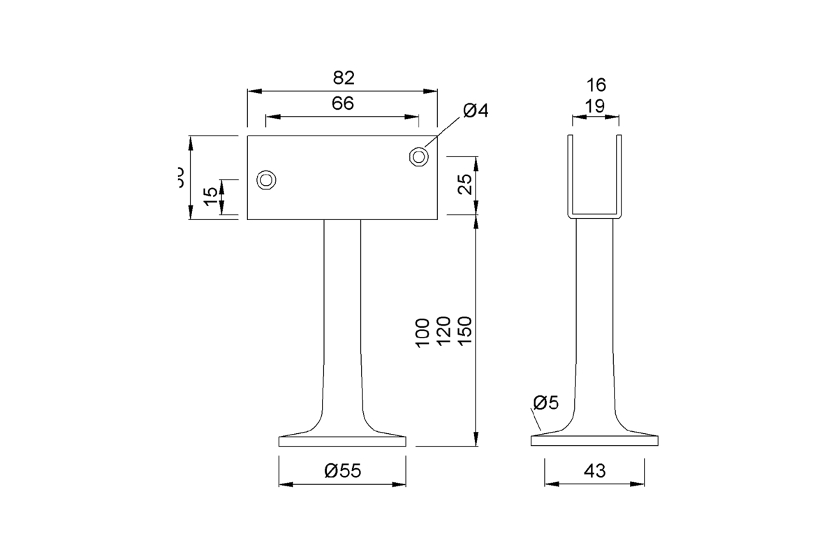 Product drawing KWS Partition support 4069 / 4169 / 4269 / 4070 / 4170 / 4270