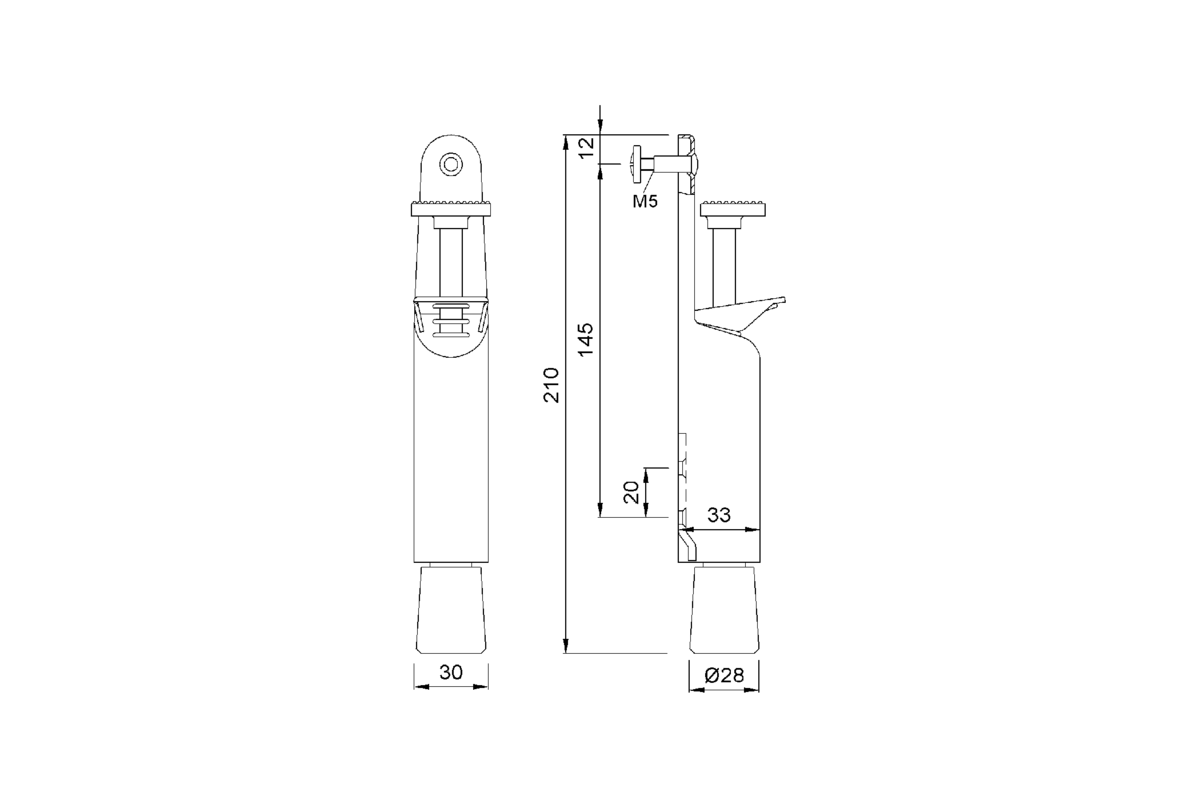 Product drawing KWS Door holder 1030