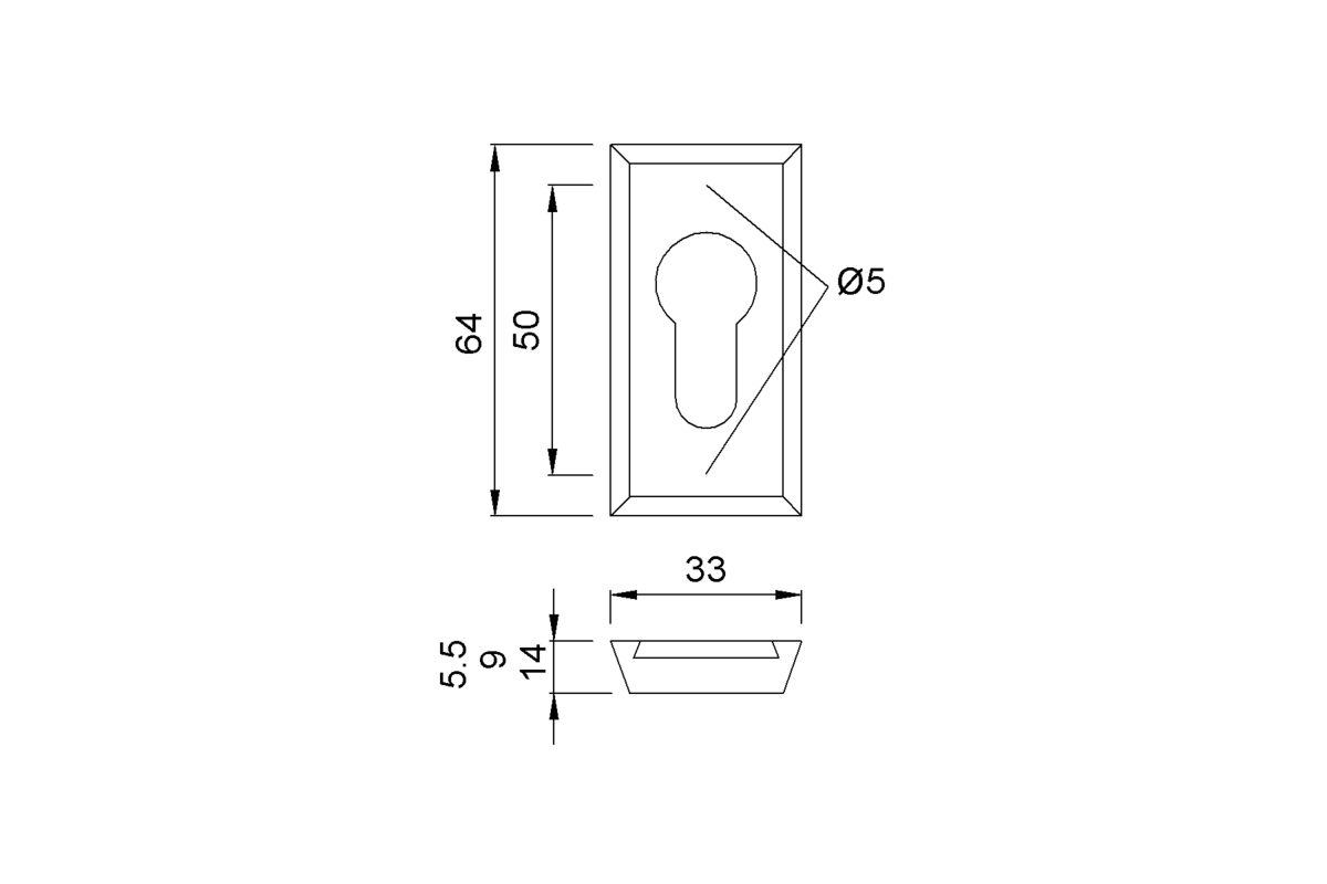 Product drawing KWS Sliding rosette 3452 / 3453 / 3454