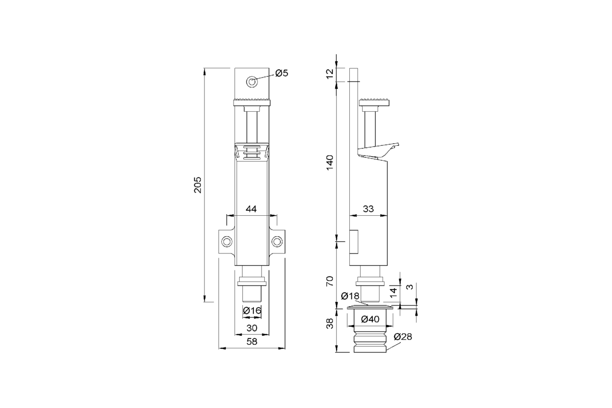 Product drawing KWS Door holder 1039