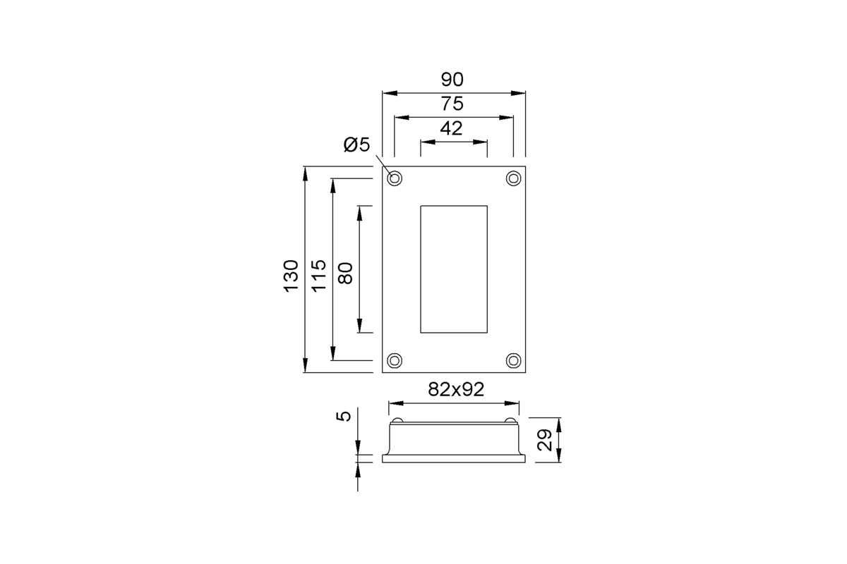 Product drawing KWS Flush pull 5201