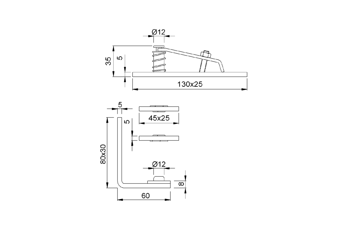 Produktzeichnung KWS Drehzapfenband 6207