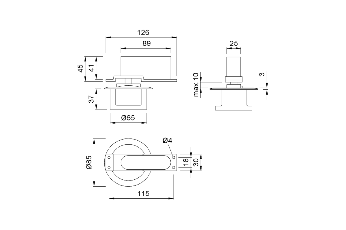 Product drawing KWS Door holder 1002