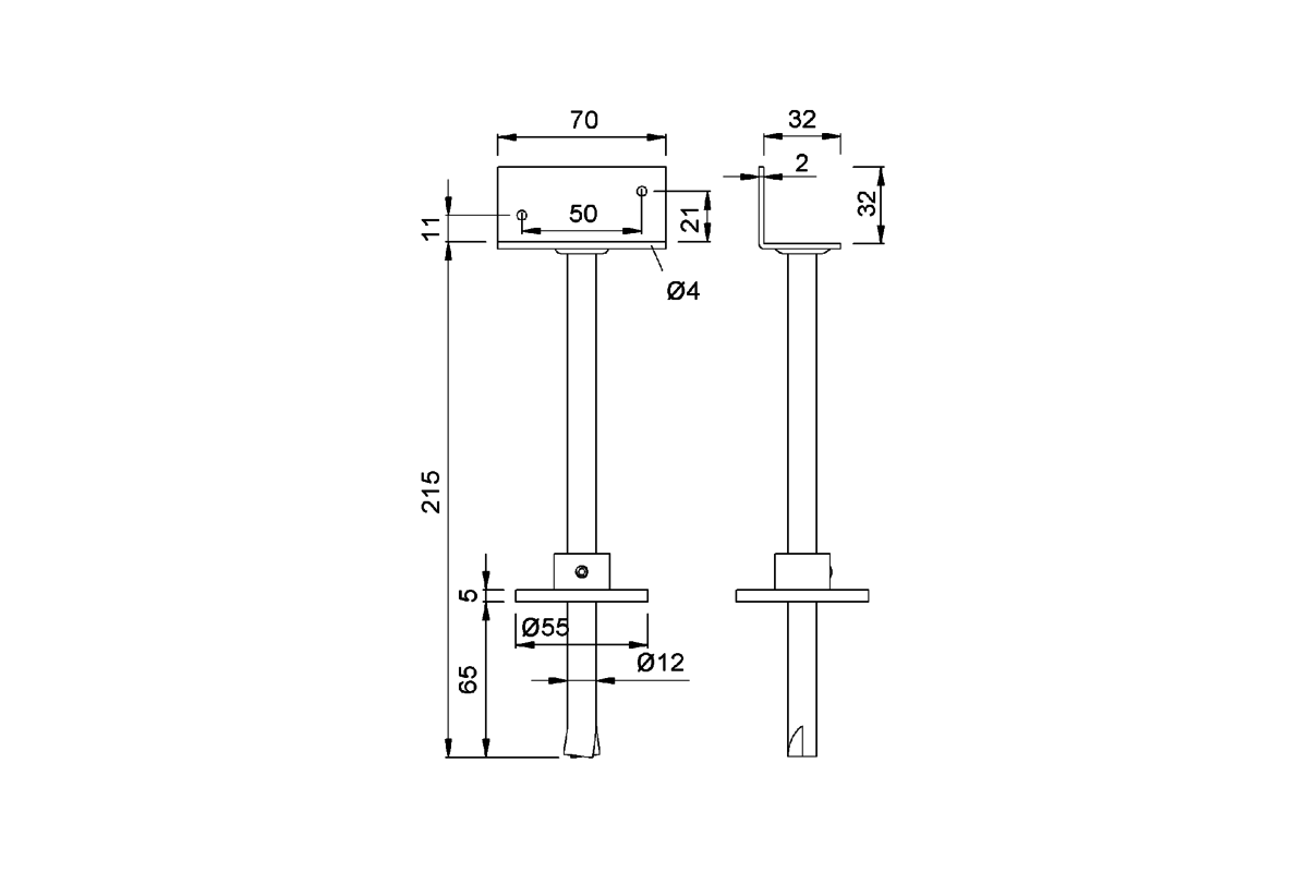 Product drawing KWS Partition support 4058