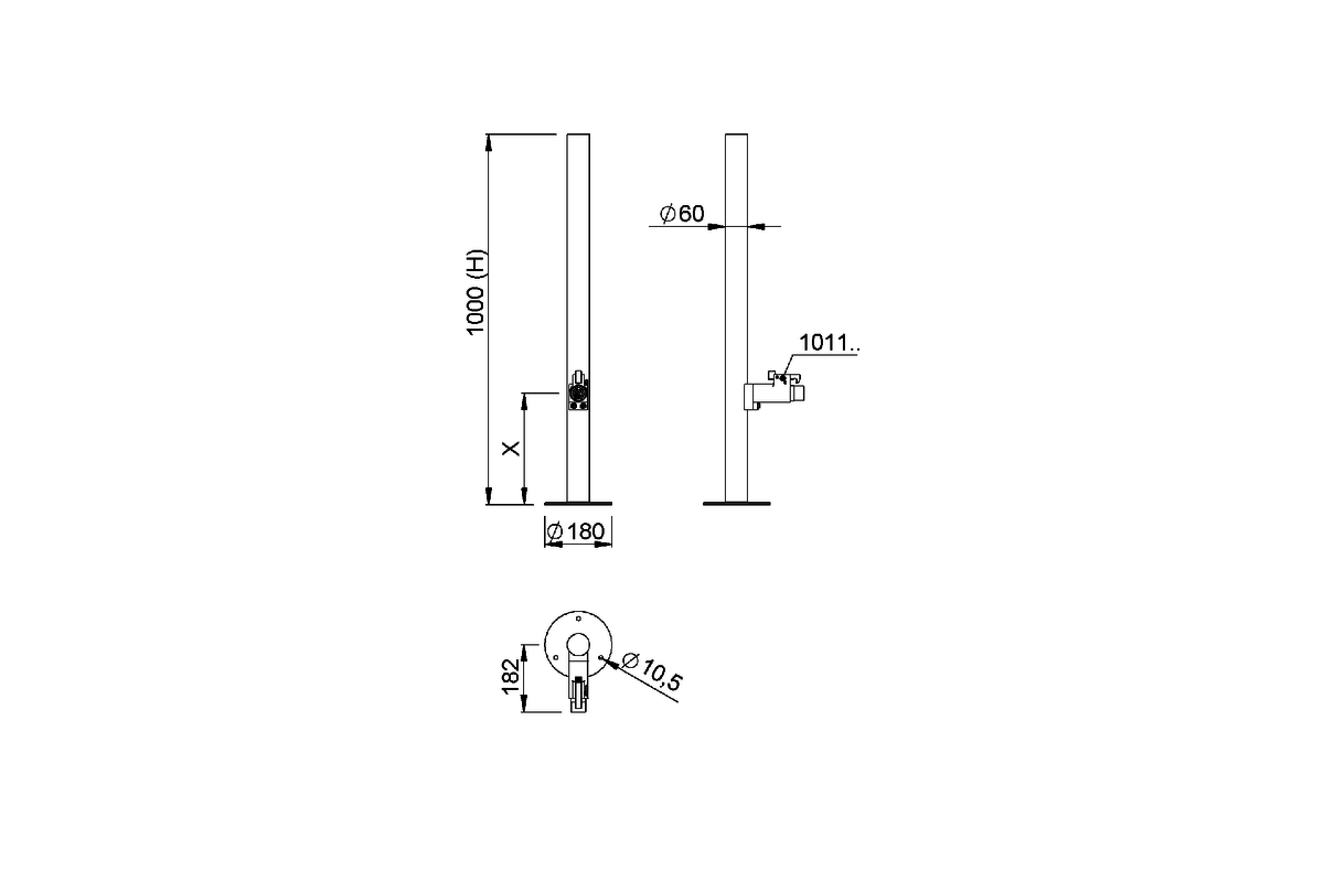 Product drawing KWS Post and door holder 1920