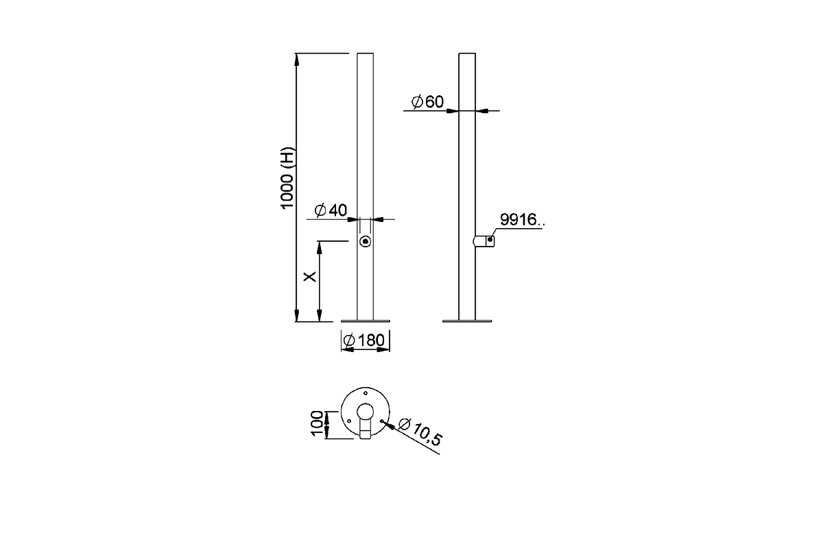 Product drawing KWS Post and door buffer 2922