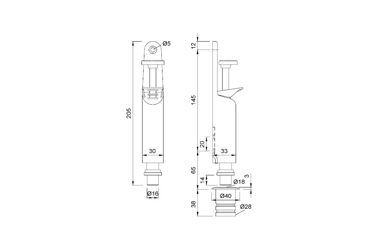 Product drawing KWS Door holder 1036