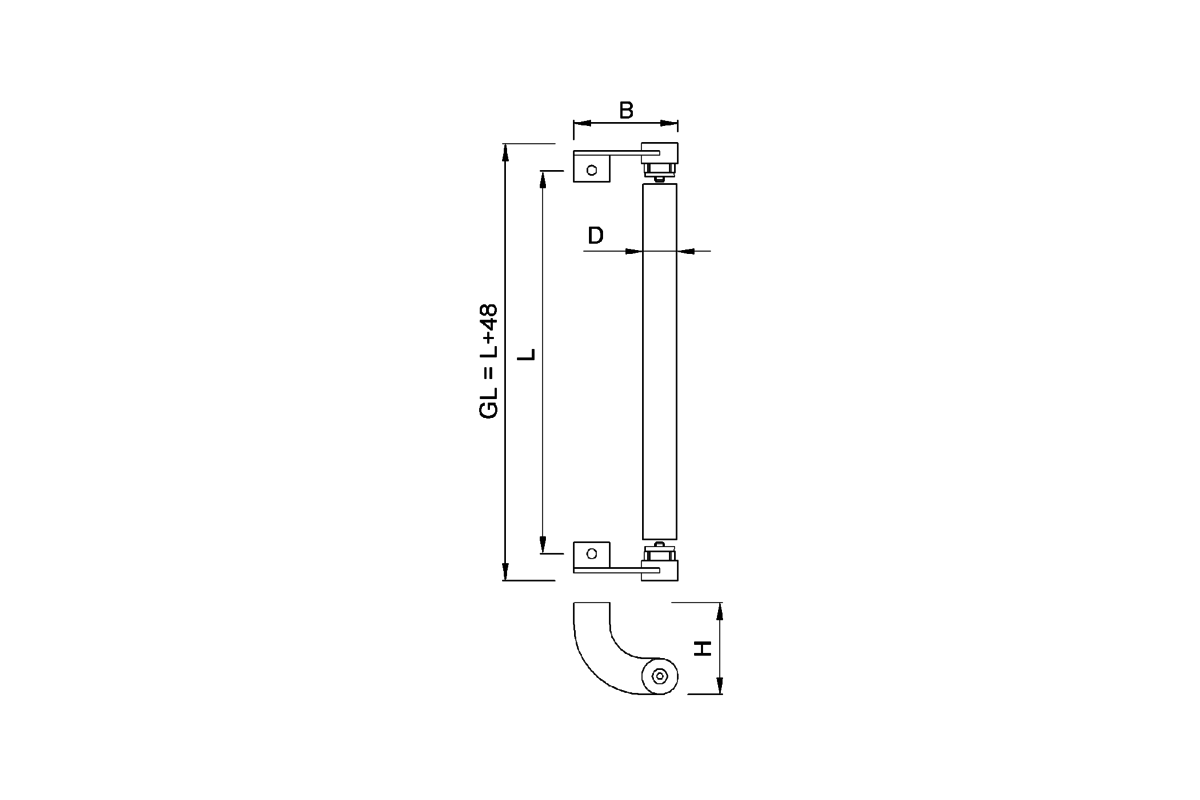 Produktzeichnung KWS Türgriff 8012 / 8382 / 8162