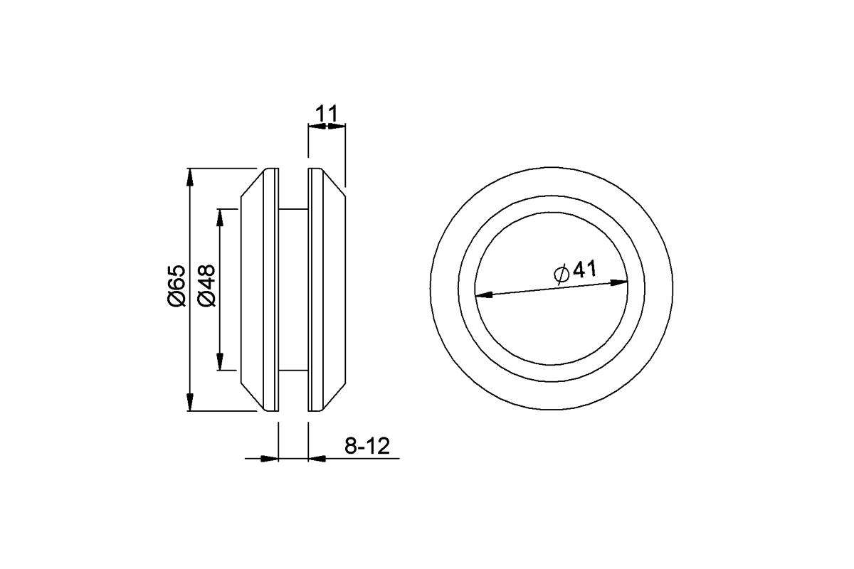 Product drawing KWS Flush pull set 5250
