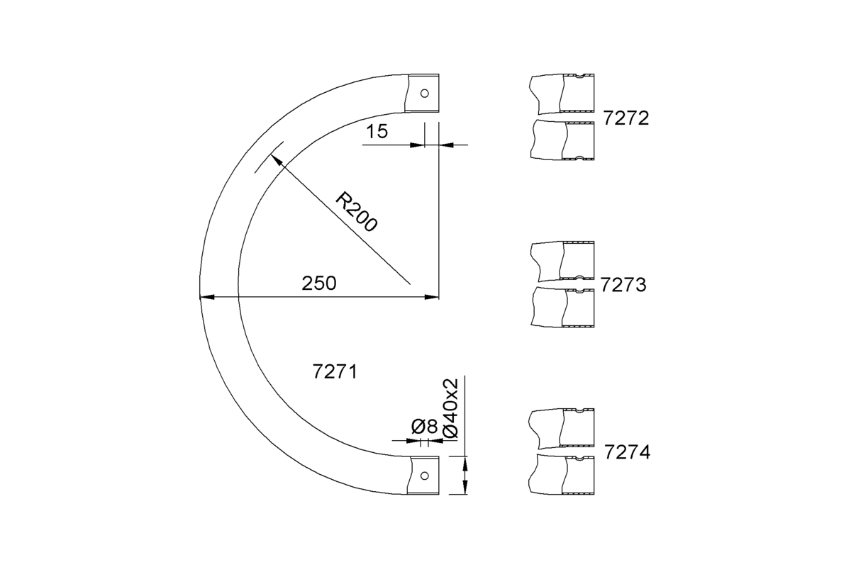 Produktzeichnung KWS Rohr 7271 / 7272 / 7273 / 7274