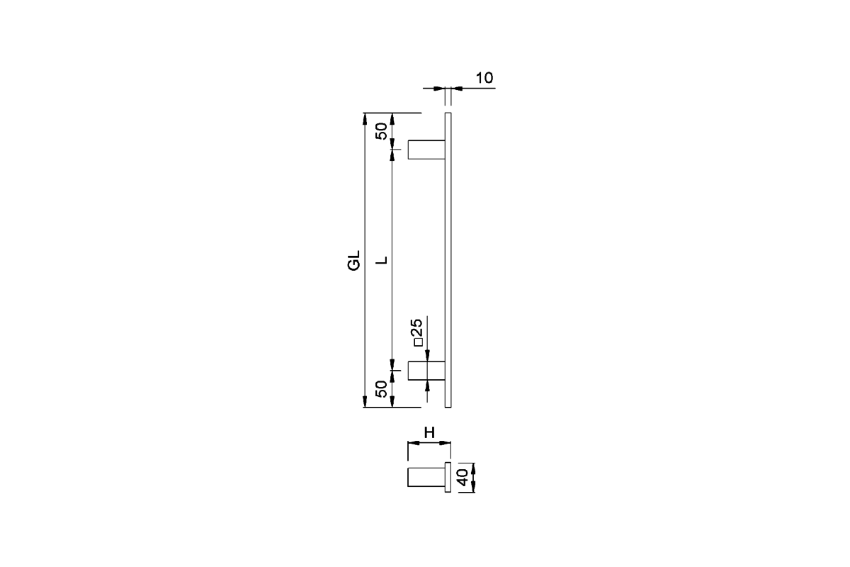 Product drawing KWS Door handle 8537