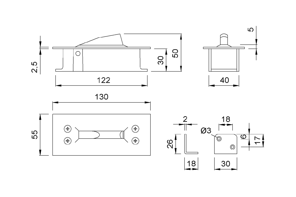 Product drawing KWS Door holder 1005