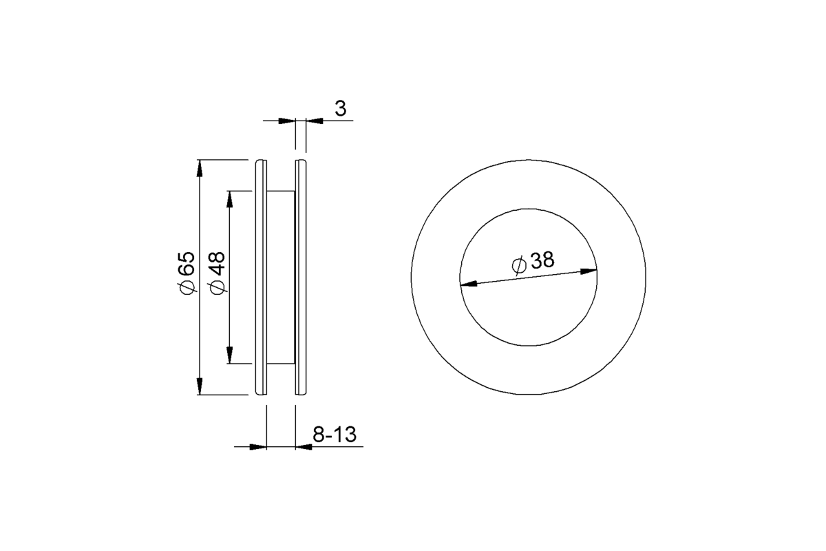 Produktzeichnung KWS Muschelgriffpaar 5255