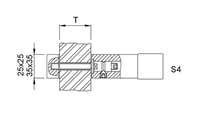 Product drawing KWS Fixing S4, 8B54 for Door handle