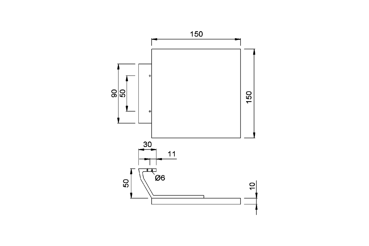 Product drawing KWS Door handle 8210