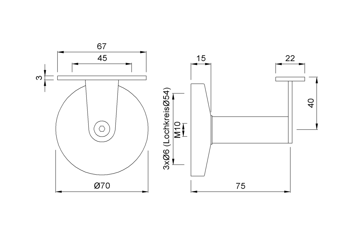 Product drawing KWS Handrail support 4579