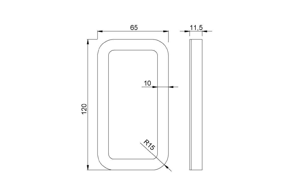 Product drawing KWS Flush pull 5280