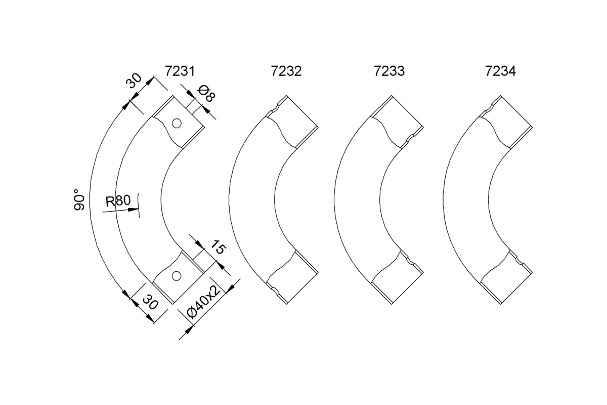 Product drawing KWS Tube 7231 / 7232 / 723  / 7234