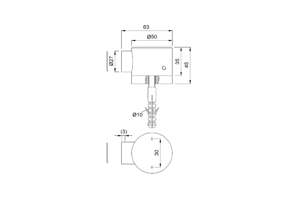 Product drawing KWS Door holder 1015