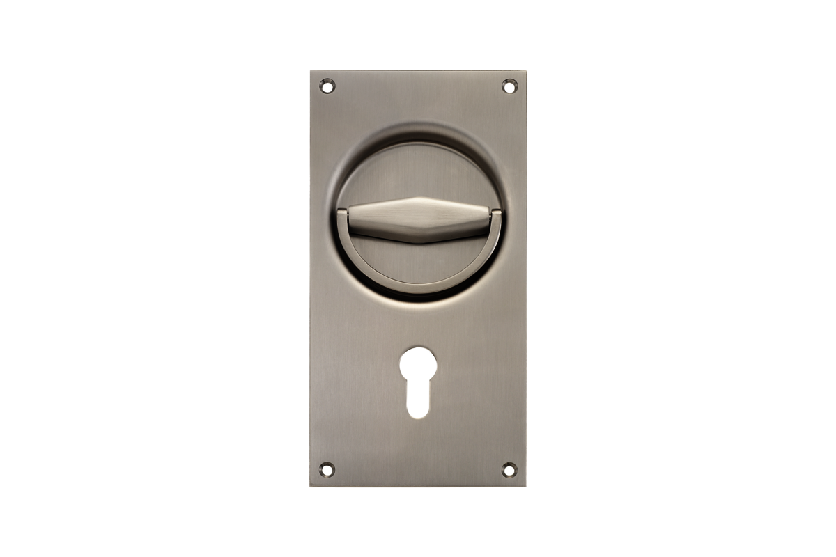 KWS Flush handle 5004 in finish 31 (aluminium, KWS 1 silver anodised) mit 72 mm PZ keyway