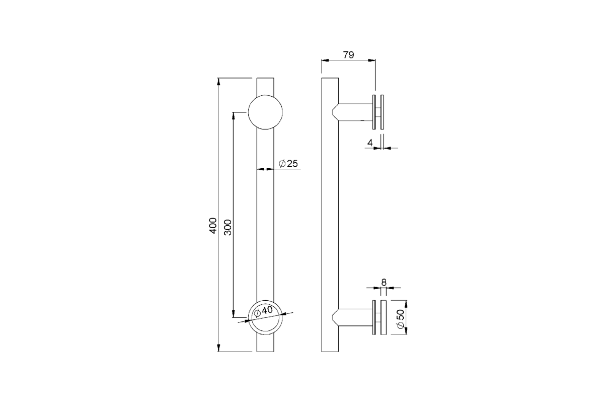 Produktzeichnung KWS Türgriff 8270