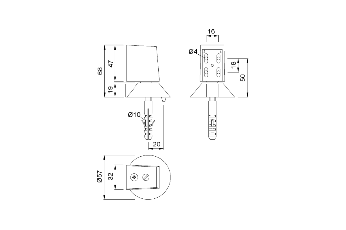 Product drawing KWS Door holder 1023