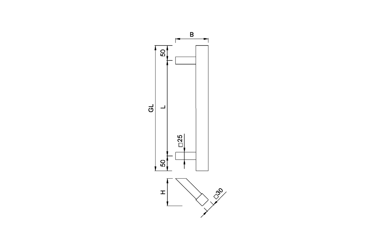 Produktzeichnung KWS Türgriff 8528