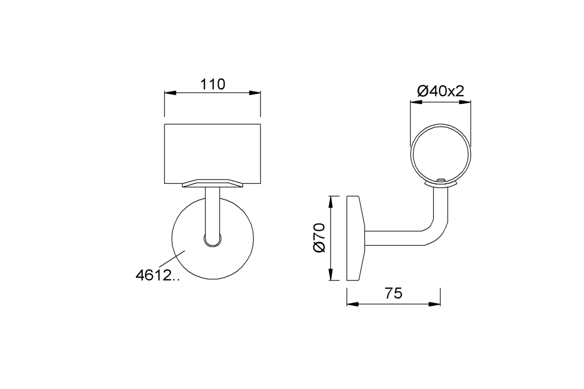 Product drawing KWS Handrail support 4624