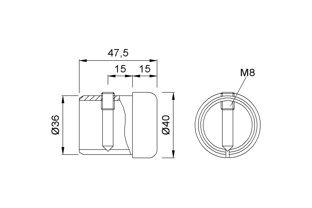 Product drawing KWS End plug 7040