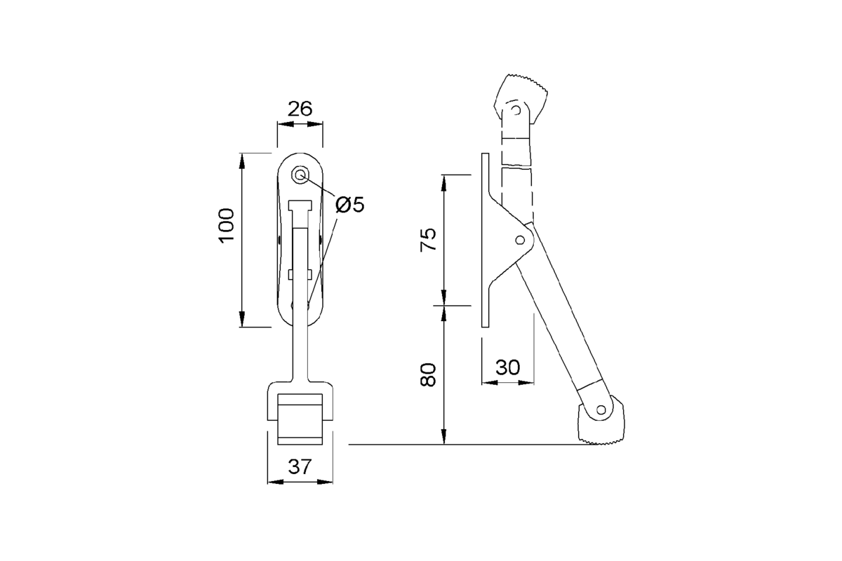 Product drawing KWS Door holder 1060