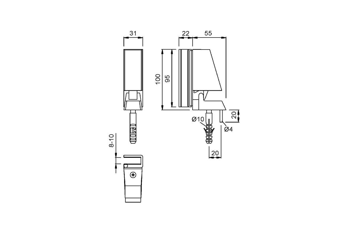 Product drawing KWS Door holder 1113