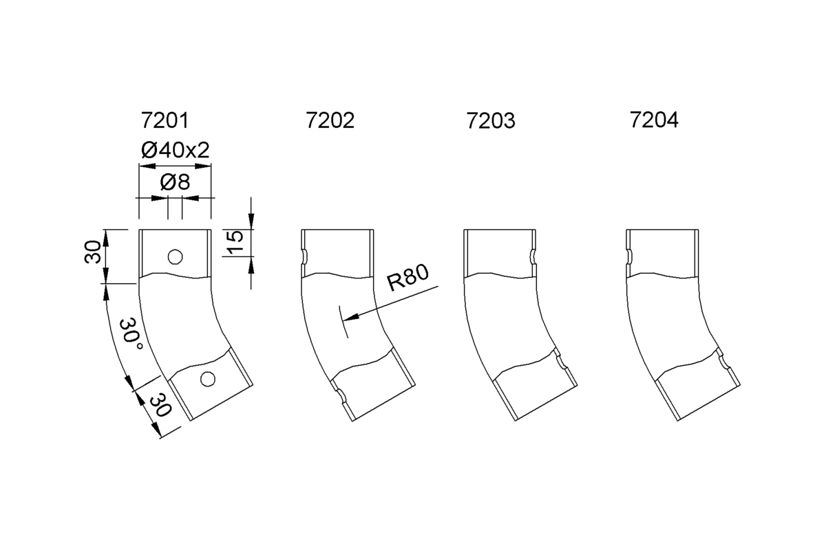 Product drawing KWS Tube 7201 / 7202 / 7203 / 7204