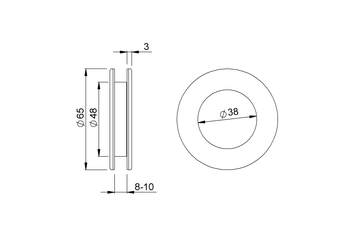 Product drawing KWS Flush pull set 5254