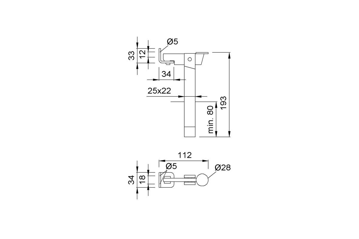 Product drawing KWS Door holder 1318