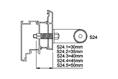 Product drawing KWS Fixing S24, 8B74 for Door handle
