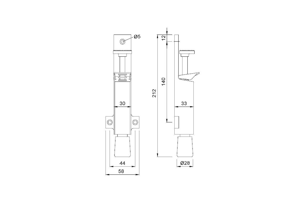 Produktzeichnung KWS Türfeststeller 1027 / 1089