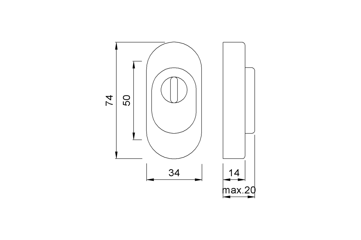 Product drawing KWS Sliding rosette 3460