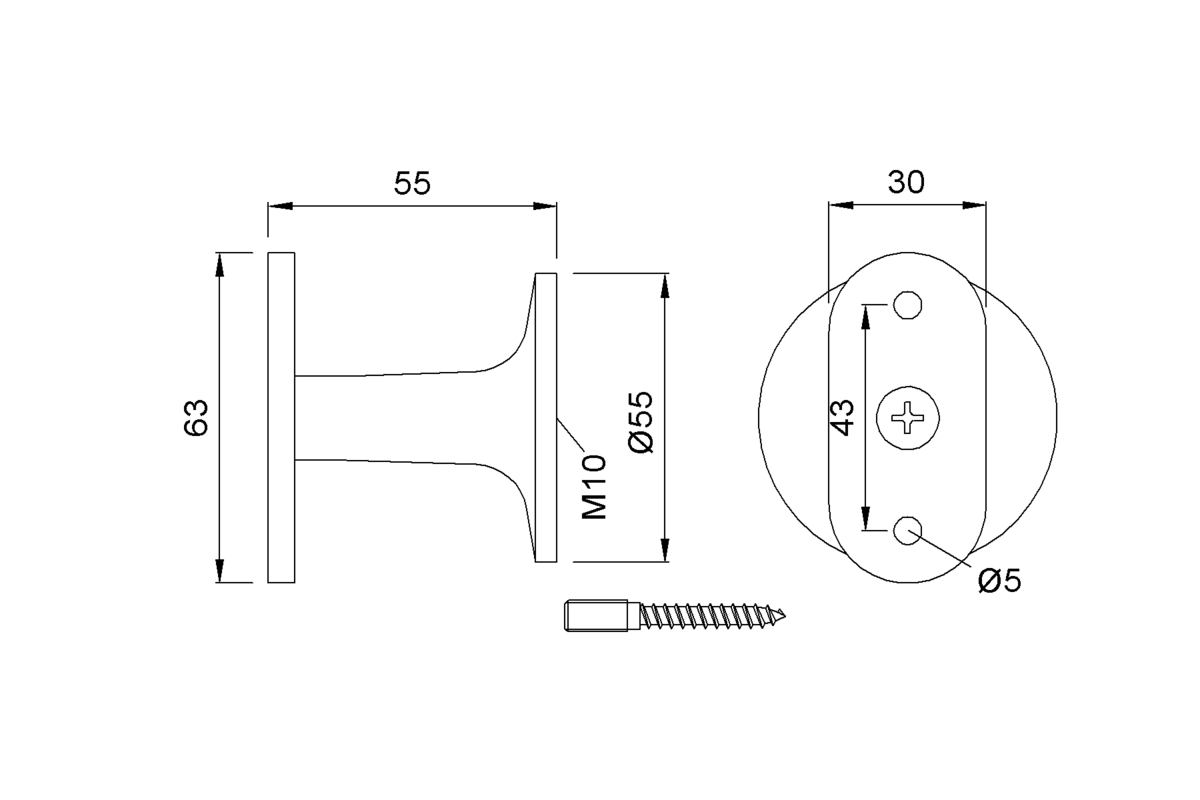 Product drawing KWS Handrail support 4701