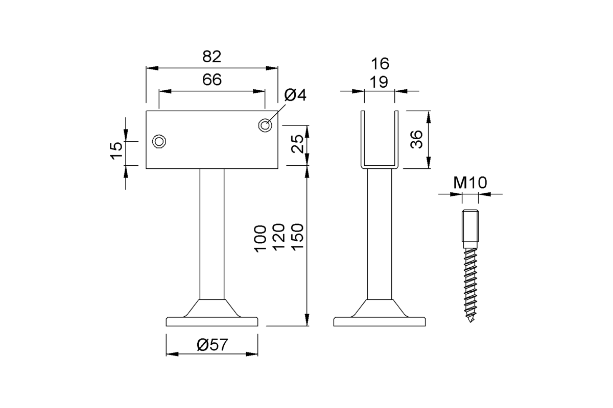 Product drawing KWS Partition support 4017 / 4019 / 4021 / 4025 / 4027 / 4029