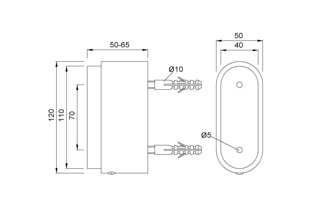 Product drawing KWS Handrail support 4555