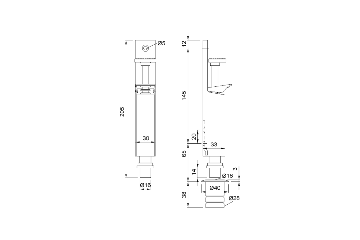 Product drawing KWS Door holder 1037